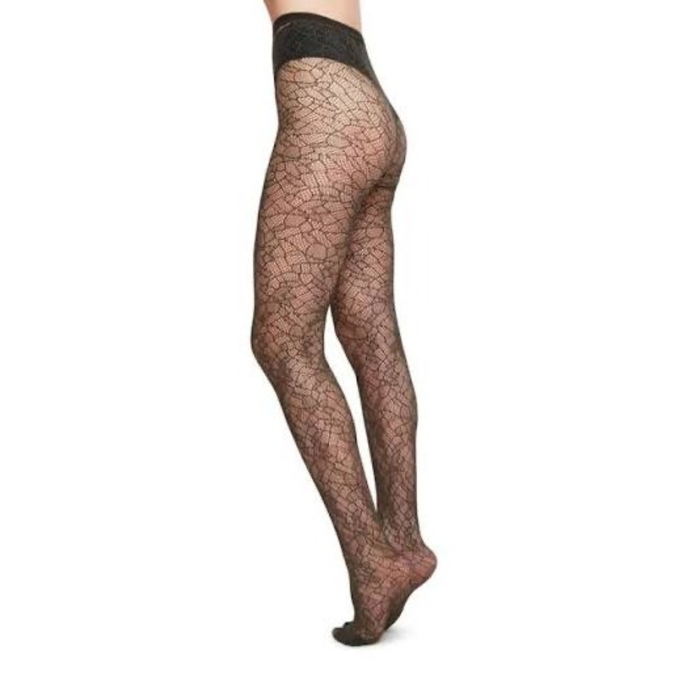 Swedish Stockings Edith Lace Tights Dark Olive Green Sustainable Hosiery Large